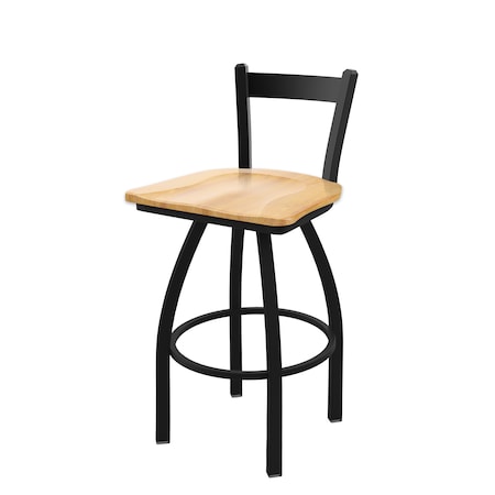 Holland Bar Stool Co 25" Low Back Swivel Counter Stool, Black Wrinkle, Nat Maple Seat 82125BWNatMpl